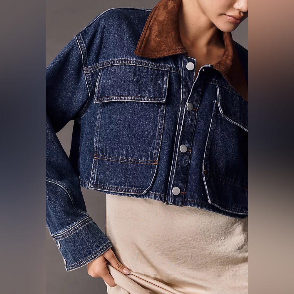 Pilcro Cropped Denim Barn Jacket Anthropologie